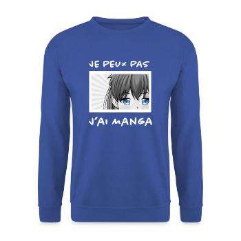 Illustration Manga - Sweat-shirt Unisexe - bleu royal - Devant - Alina (178cm) & Michal (187cm)