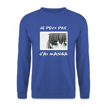 Dessin Manga - Sweat-shirt Unisexe - bleu royal - Devant - Alina (178cm) & Michal (187cm)