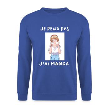 Idée cadeau Manga - Sweat-shirt Unisexe - bleu royal - Devant - Alina (178cm) & Michal (187cm)