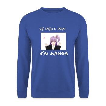 design Manga - Sweat-shirt Unisexe - bleu royal - Devant - Alina (178cm) & Michal (187cm)