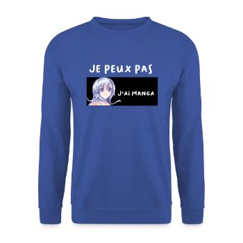 Design Manga - Sweat-shirt Unisexe - bleu royal - Devant - Alina (178cm) & Michal (187cm)