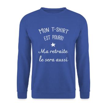 contre retraite 64 ans - Sweat-shirt Unisexe - bleu royal - Devant - Alina (178cm) & Michal (187cm)