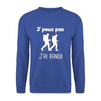 Je peux pas j'ai randonnée - Sweat-shirt Unisexe - bleu royal - Devant - Alina (178cm) & Michal (187cm)