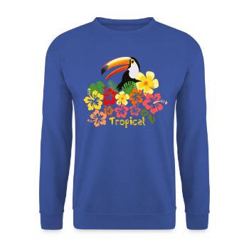 Toucan hibiscus fleurs été vacances forêt tropicale - Sweat-shirt Unisexe - bleu royal - Devant - Alina (178cm) & Michal (187cm)