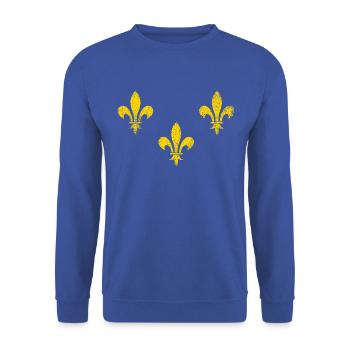 Insel Frankreichs (Île de France) Wappen Lilien - Unisex Pullover - Royalblau - Vorne - Alina (178cm) & Michal (187cm)
