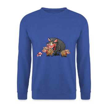 Frischlinge, Wildschwein Mutter mit ihren Kindern - Unisex Pullover - Royalblau - Vorne - Alina (178cm) & Michal (187cm)