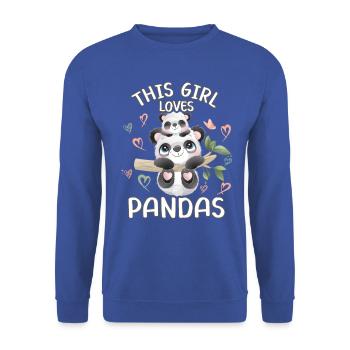 Dieses Maedchen Liebt Pandas - Unisex Pullover - Royalblau - Vorne - Alina (178cm) & Michal (187cm)