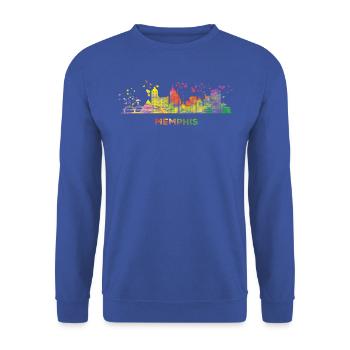 Memphean Skyline Memphis - Unisex Sweatshirt - royal blue - Front - Alina (178cm) & Michal (187cm)