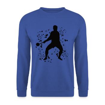 Hammerwerfer Colorsplash Hammerwerfen - Unisex Pullover - Royalblau - Vorne - Alina (178cm) & Michal (187cm)