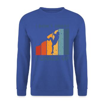 I Dont Sweat I Chalk Up I Boulderer - Unisex Pullover - Royalblau - Vorne - Alina (178cm) & Michal (187cm)