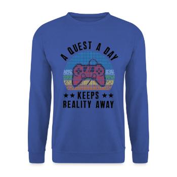 Gamer A Quest A Day Spielen - Unisex Pullover - Royalblau - Vorne - Alina (178cm) & Michal (187cm)