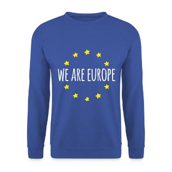 We are Europe Europa EU Flagge Fahne - Unisex Pullover - Royalblau - Vorne - Alina (178cm) & Michal (187cm)