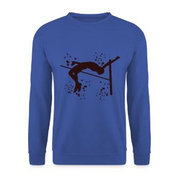 Hochspringer Wasserfarben Hochsprung - Unisex Pullover - Royalblau - Vorne - Alina (178cm) & Michal (187cm)