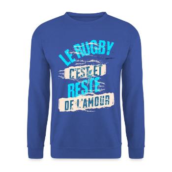 le rugby c'est, et reste de l'amour - Sweat-shirt Unisexe - bleu royal - Devant - Alina (178cm) & Michal (187cm)