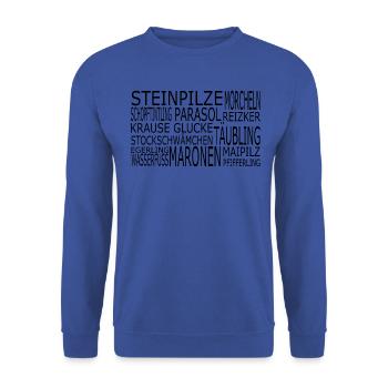 Pilze - Unisex Pullover - Royalblau - Vorne - Alina (178cm) & Michal (187cm)