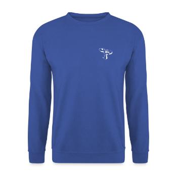 F - Unisex Pullover - Royalblau - Vorne - Alina (178cm) & Michal (187cm)
