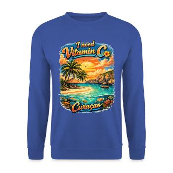 Vitamin C Curaçao - Unisex Pullover - Royalblau - Vorne - Alina (178cm) & Michal (187cm)