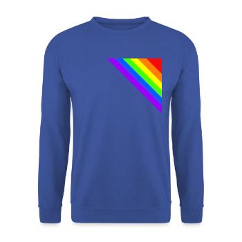 Regenbogen Geschenkidee Ecke bunt - Unisex Pullover - Royalblau - Vorne - Alina (178cm) & Michal (187cm)