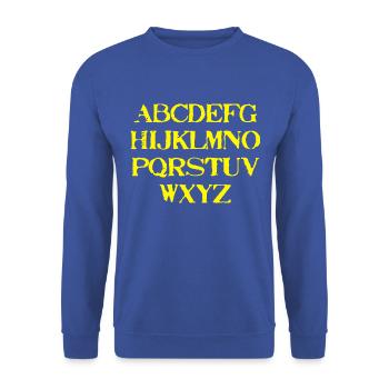 ABC Geschenkidee Alphabet Grundschule Kinder gelb - Unisex Pullover - Royalblau - Vorne - Alina (178cm) & Michal (187cm)