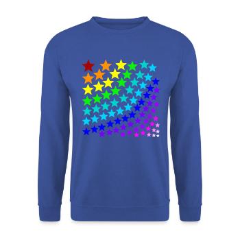 Regenbogen Sterne Geschenkidee bunt - Unisex Pullover - Royalblau - Vorne - Alina (178cm) & Michal (187cm)