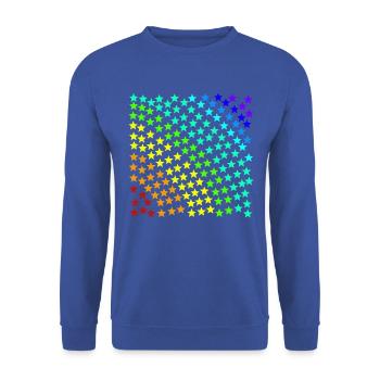Regenbogen Stern Sterne bunt Geschenkidee Muster - Unisex Pullover - Royalblau - Vorne - Alina (178cm) & Michal (187cm)