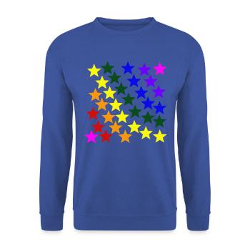 Sterne Regenbogen Geschenkidee bunt farbenfroh - Unisex Pullover - Royalblau - Vorne - Alina (178cm) & Michal (187cm)