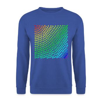 Stern Sterne Regenbogen bunt Geschenkidee - Unisex Pullover - Royalblau - Vorne - Alina (178cm) & Michal (187cm)