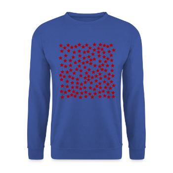 Sterne rot Geschenkidee - Unisex Pullover - Royalblau - Vorne - Alina (178cm) & Michal (187cm)