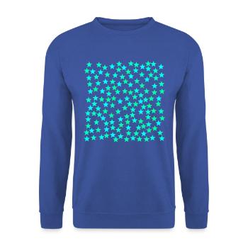 Sterne türkis grün hellblau cyan Geschenkidee - Unisex Pullover - Royalblau - Vorne - Alina (178cm) & Michal (187cm)