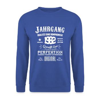 Original Jahrgang 1982 - Unisex Pullover - Royalblau - Vorne - Alina (178cm) & Michal (187cm)