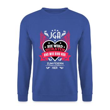 JGA-Frauen-Feiern - Unisex Pullover - Royalblau - Vorne - Alina (178cm) & Michal (187cm)