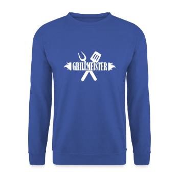 Grillmeister - Unisex Pullover - Royalblau - Vorne - Alina (178cm) & Michal (187cm)