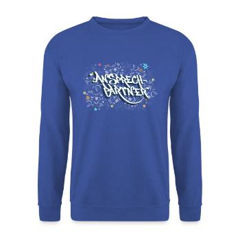 Ansprechpartner - Unisex Pullover - Royalblau - Vorne - Alina (178cm) & Michal (187cm)