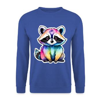 Illustration aquarelle de raton laveur - Sweat-shirt Unisexe - bleu royal - Devant - Alina (178cm) & Michal (187cm)