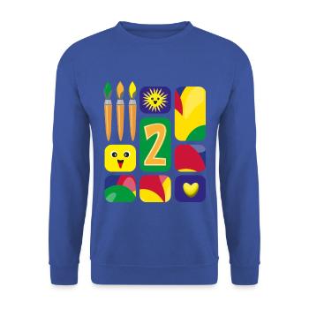 2 / Lustige zwei mit Pinsel zum Geburtstag. - Unisex Pullover - Royalblau - Vorne - Alina (178cm) & Michal (187cm)