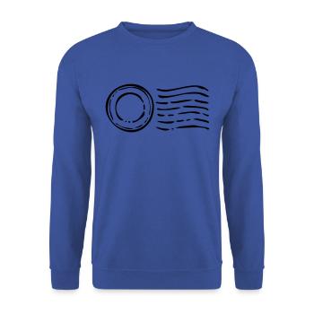 Poststempel post stamp Cachet de la poste - Unisex Pullover - Royalblau - Vorne - Alina (178cm) & Michal (187cm)