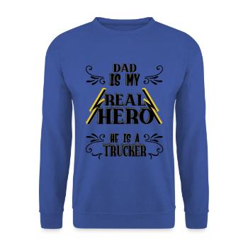 Dad my real hero, trucker, pride, gift, - Unisex Sweatshirt - royal blue - Front - Alina (178cm) & Michal (187cm)