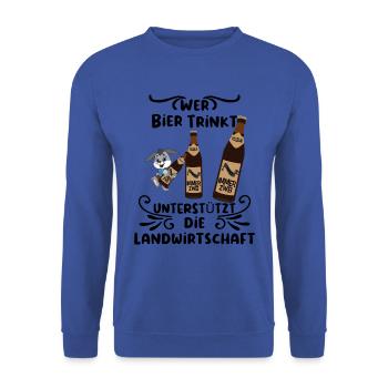 Wer Bier trinkt unterstützt die Landwirtschaft - Unisex Pullover - Royalblau - Vorne - Alina (178cm) & Michal (187cm)