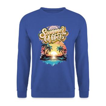 Sommerstimmung Palmen Sunset - Unisex Pullover - Royalblau - Vorne - Alina (178cm) & Michal (187cm)