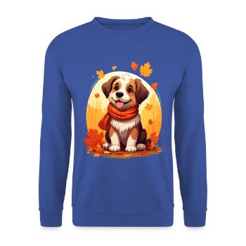 Hund im Herbst - Unisex Pullover - Royalblau - Vorne - Alina (178cm) & Michal (187cm)