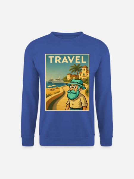 Retro-Art Deco mit Opa auf Reisen - Unisex Pullover - Royalblau