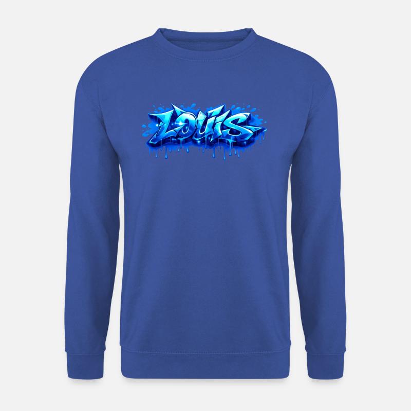Graffiti LOUIS Name Geschenk Ideal Druckbar - Unisex Pullover - Royalblau