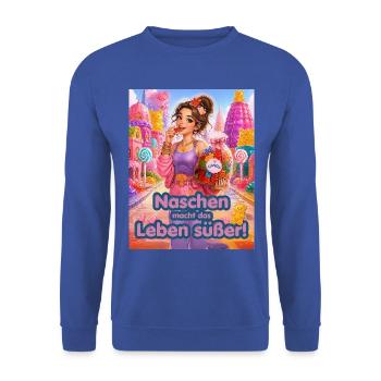 Naschen macht das Leben süßer Design für Poster - Unisex Pullover - Royalblau - Vorne - Alina (178cm) & Michal (187cm)