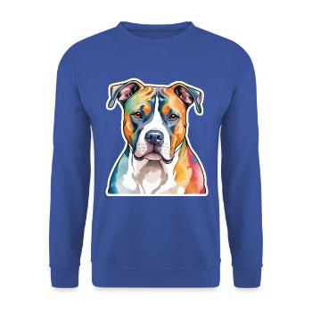 American Staffordshire Terrier Aquarelles - Sweat-shirt Unisexe - bleu royal - Devant - Alina (178cm) & Michal (187cm)