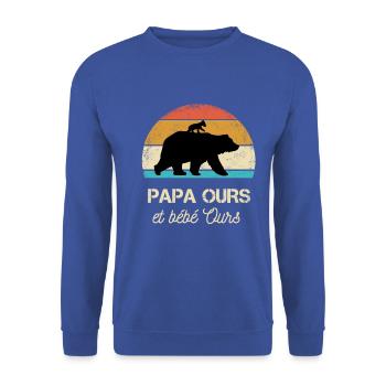 Papa Bär kleiner Bär - Unisex Pullover - Royalblau - Vorne - Alina (178cm) & Michal (187cm)