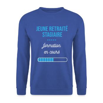 Retraite en cours humour - Sweat-shirt Unisexe - bleu royal - Devant - Alina (178cm) & Michal (187cm)