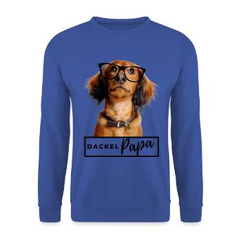 Dackel Papa - Dackel mit Brille - Unisex Pullover - Royalblau - Vorne - Alina (178cm) & Michal (187cm)