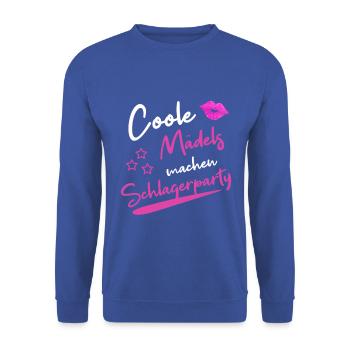 DEUTSCHE SCHLAGER SCHLAGERSÄNGER SCHLAGERSTARS - Unisex Pullover - Royalblau - Vorne - Alina (178cm) & Michal (187cm)