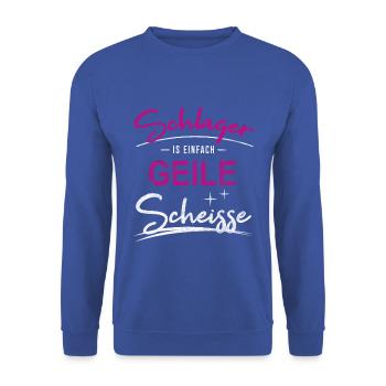 COOLES SCHLAGER GRUPPENSHIRT PARTY GRUPPE GESCHENK - Unisex Pullover - Royalblau - Vorne - Alina (178cm) & Michal (187cm)