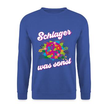 SCHLAGER PARTY HITS 2019 KOSTÜM OUTFIT GESCHENK - Unisex Pullover - Royalblau - Vorne - Alina (178cm) & Michal (187cm)